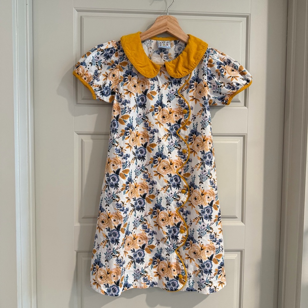Three Sisters Vintage Floral‎ Cotton Puff Sleeve Collared Dress Size 8